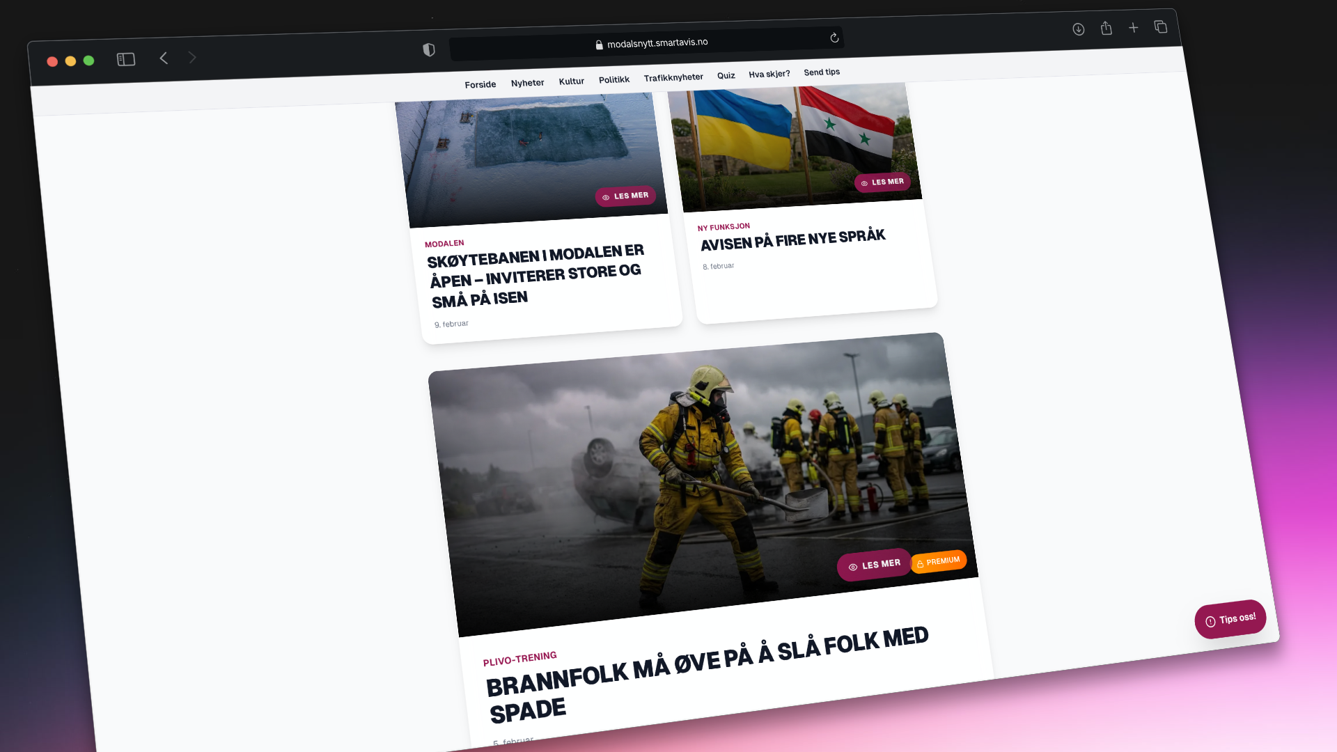 Modalsnytt sin forside, laget med SmartAvis